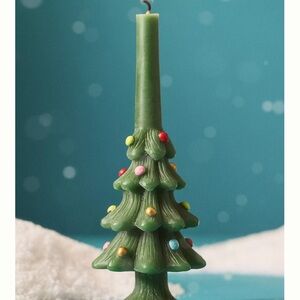 Anthropologie NWT Christmas Festive Tree Decorative Shaped Wax Candle - set of 2